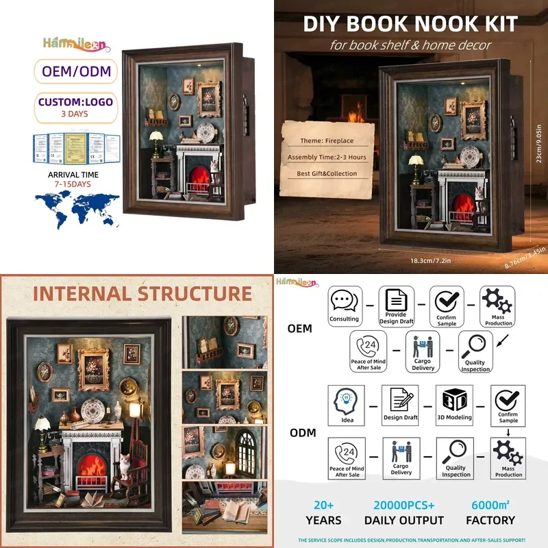 Hamaileon 3D Wooden Puzzles DIY Photo Frame Book Nook Untapped Market Home Decoration Gift for Adult/Teens Miniature Model