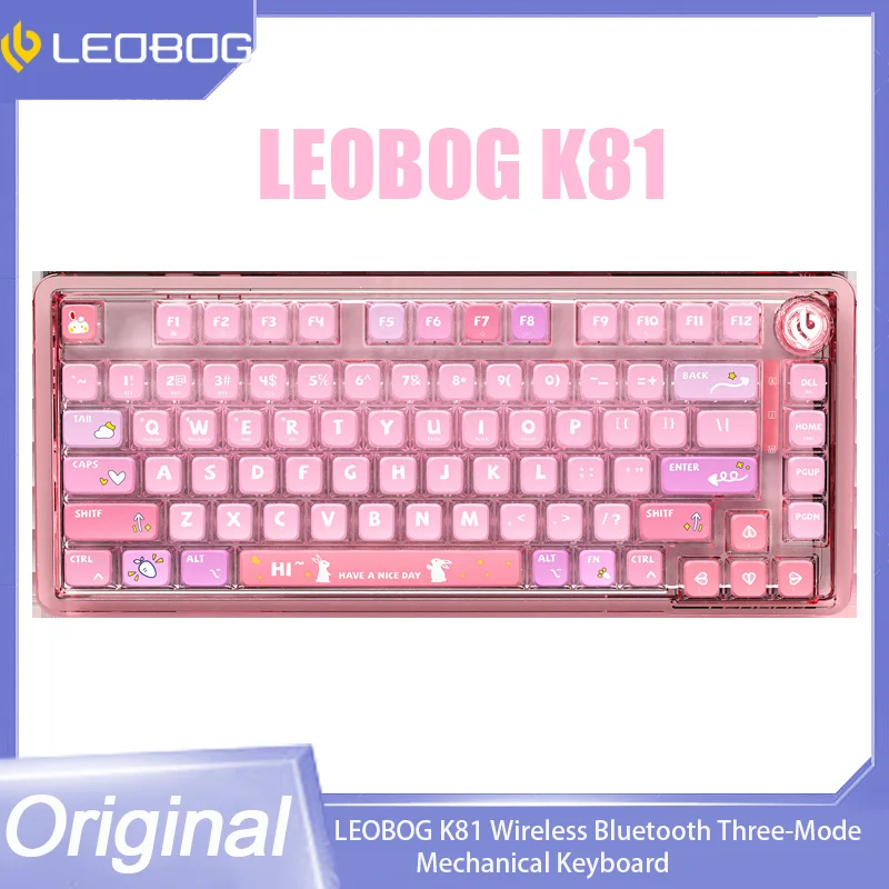 LEOBOG K81 Bluetooth Wireless Mechanical Keyboard 81 Keys Hot-swappable RGB Three Modes Keyboard Gasket Structure Acrylic