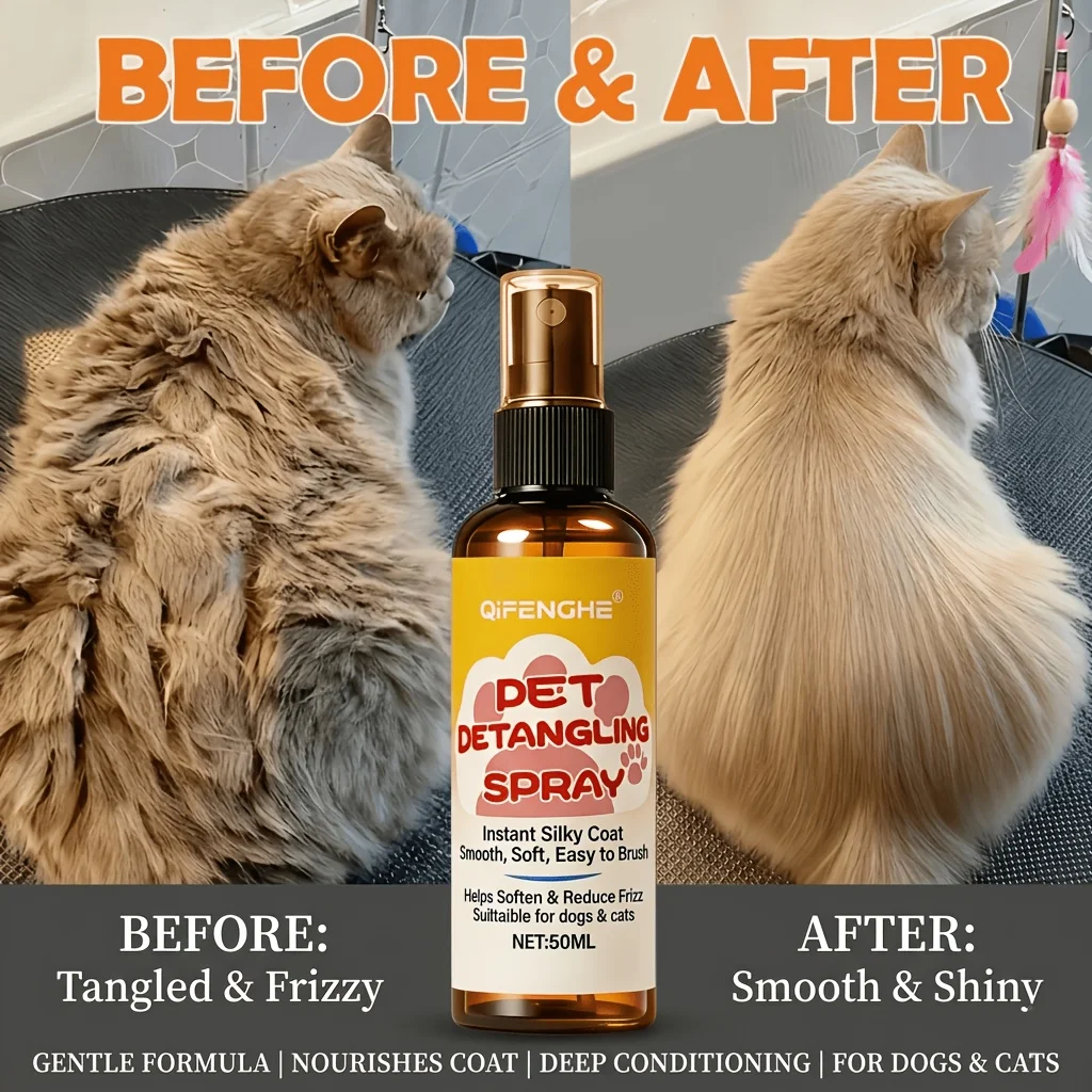 Pet Hair Care Spray And Detangling Conditioner, Instant Fur Smoothing, Deep Nourishing Knot Remover, Hydrating Moisturizing Form