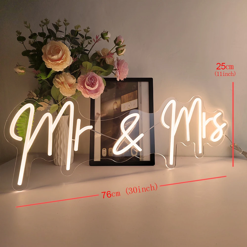 Imagem -06 - Mrs Neon Led Sign para Casamento Decoração da Parede Noivado Dia dos Namorados Decoração do Partido mr &