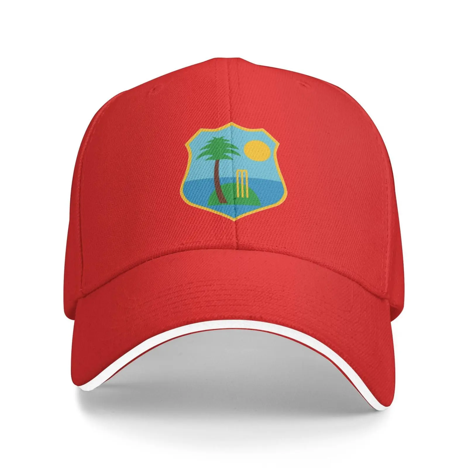 West Indies Cricket Board Hat Baseball Cap Duck Tongue Cap Adult Sandwich Hat Skull Cap Red