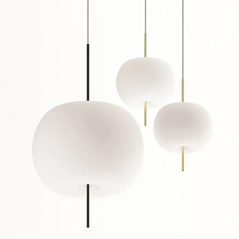 

Minimalist Ball Pendant Light Postmodern Indoor White Glass Led Ball Hanging Lights for Dining Room