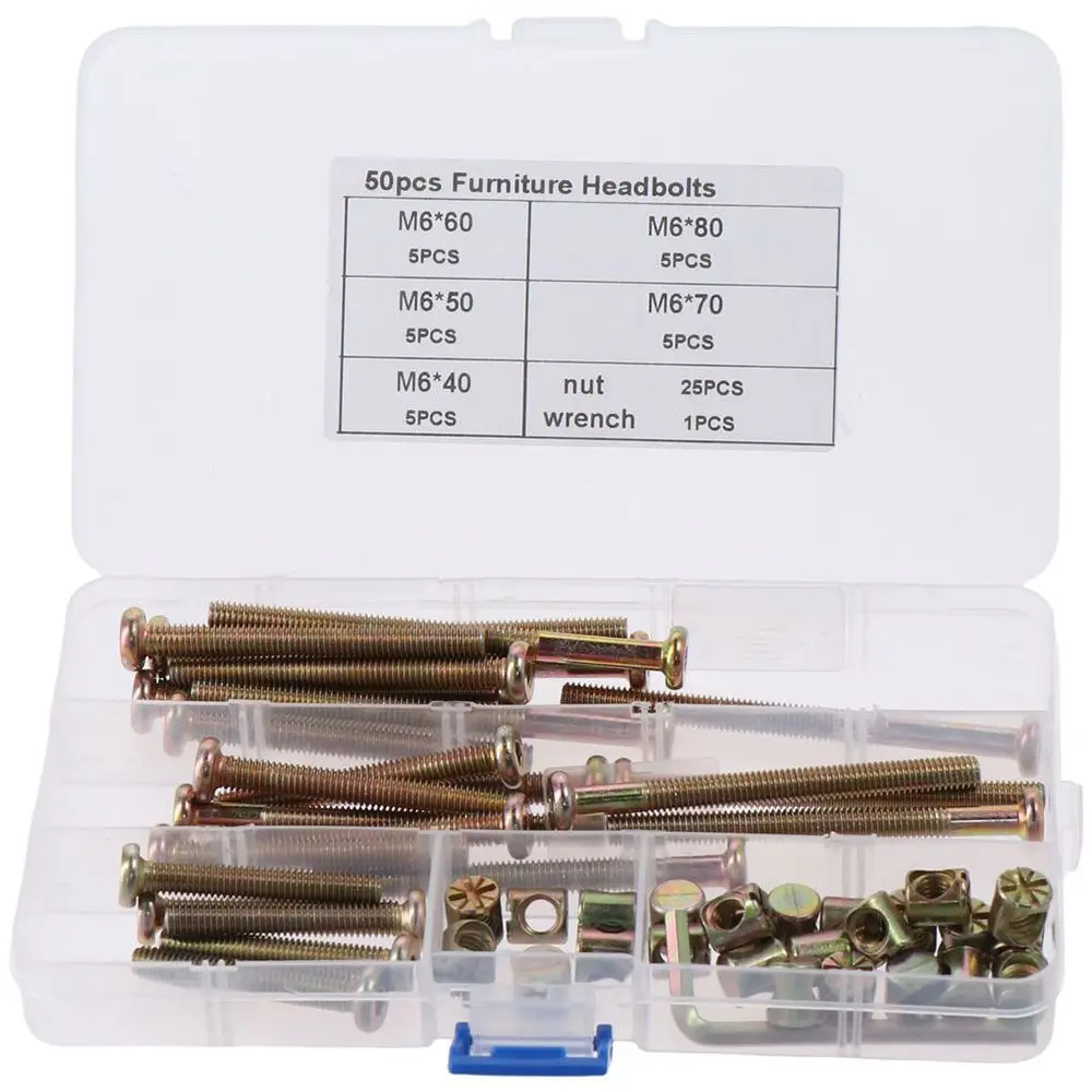 50pcs Hex Drive Socket Cap Screws High Speed Steel Plated Zinc Nut & Bolt Assortment Sets M6 Bolts Nuts Kit