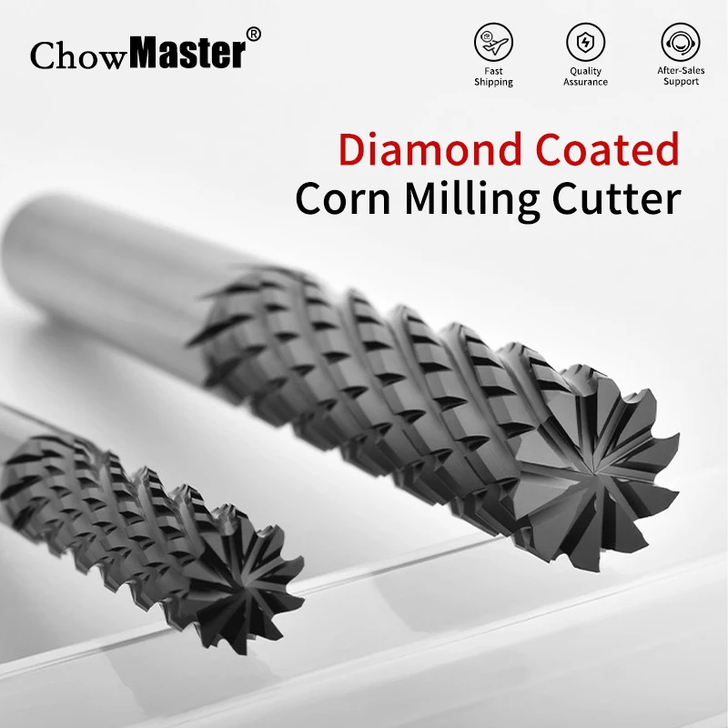 Diamond Coated Tungsten Carbide Corn End Mill Anti-corrosion Milling Cutter for Carbon Fiber Fiberglass Aerospace Composite CNC