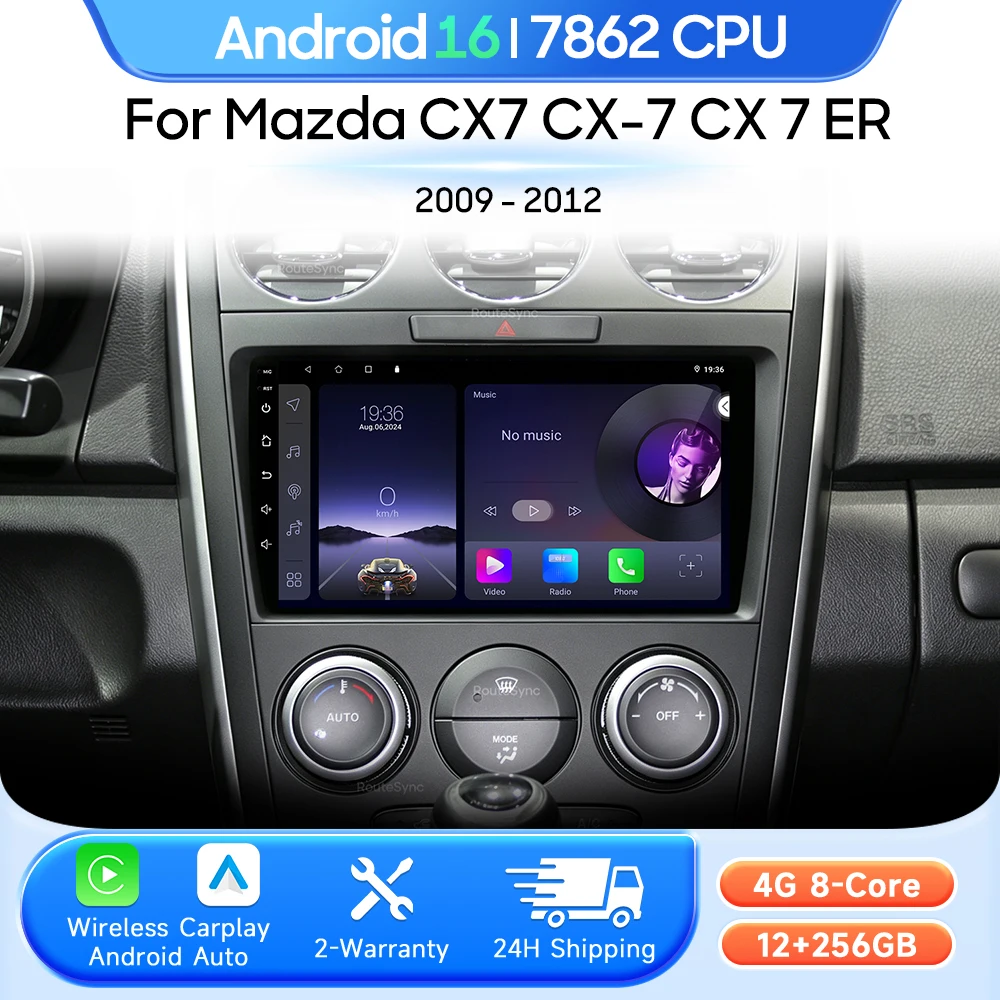 Автомобильный мультимедийный плеер для Mazda CX7 CX-7 CX 7 ER 2009-2012, Android 16, радио, Carplay, Auto, 2din, GPS-навигация, стерео, видео, Wi-Fi