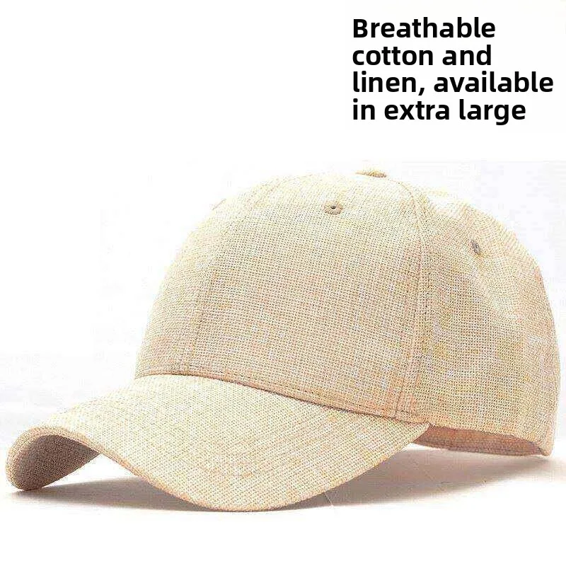 Men's Summer Linen Breathable Hat Large Brim Sun Protection Shade Cap Middle-aged And Elderly Youth Adjustable Size Hat