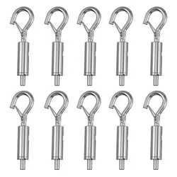 10pcs Stainless Steel Spring Buckle Adjustable Curtain Wire Clasps Clothesline Spring Hook Durable Cable Guide Hooks