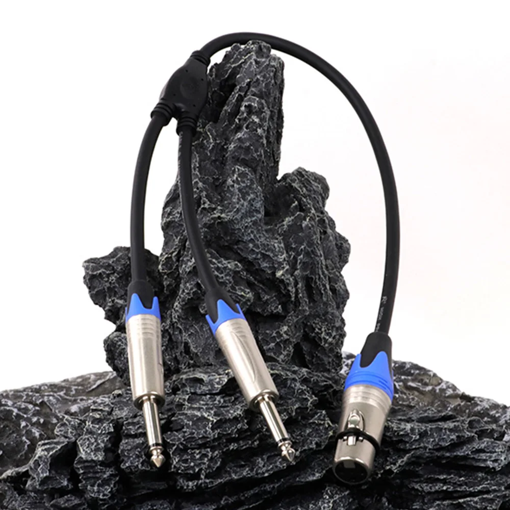 3Pin XLR Female to Dual 6.35mm 1/4 inch Mono Jack Y Splitter Cable,Dual 6.35mm 1/4