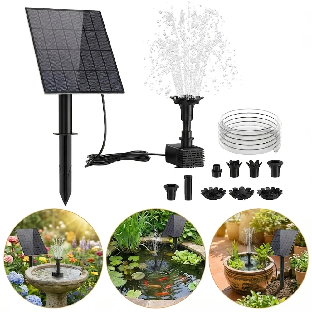Solar Fountain Pump,DIY 3.5W Water Fountain,with 16 Nozzles Various Water Feature,Rotatable Solar Panel,for Garden/Pond/BirdBath
