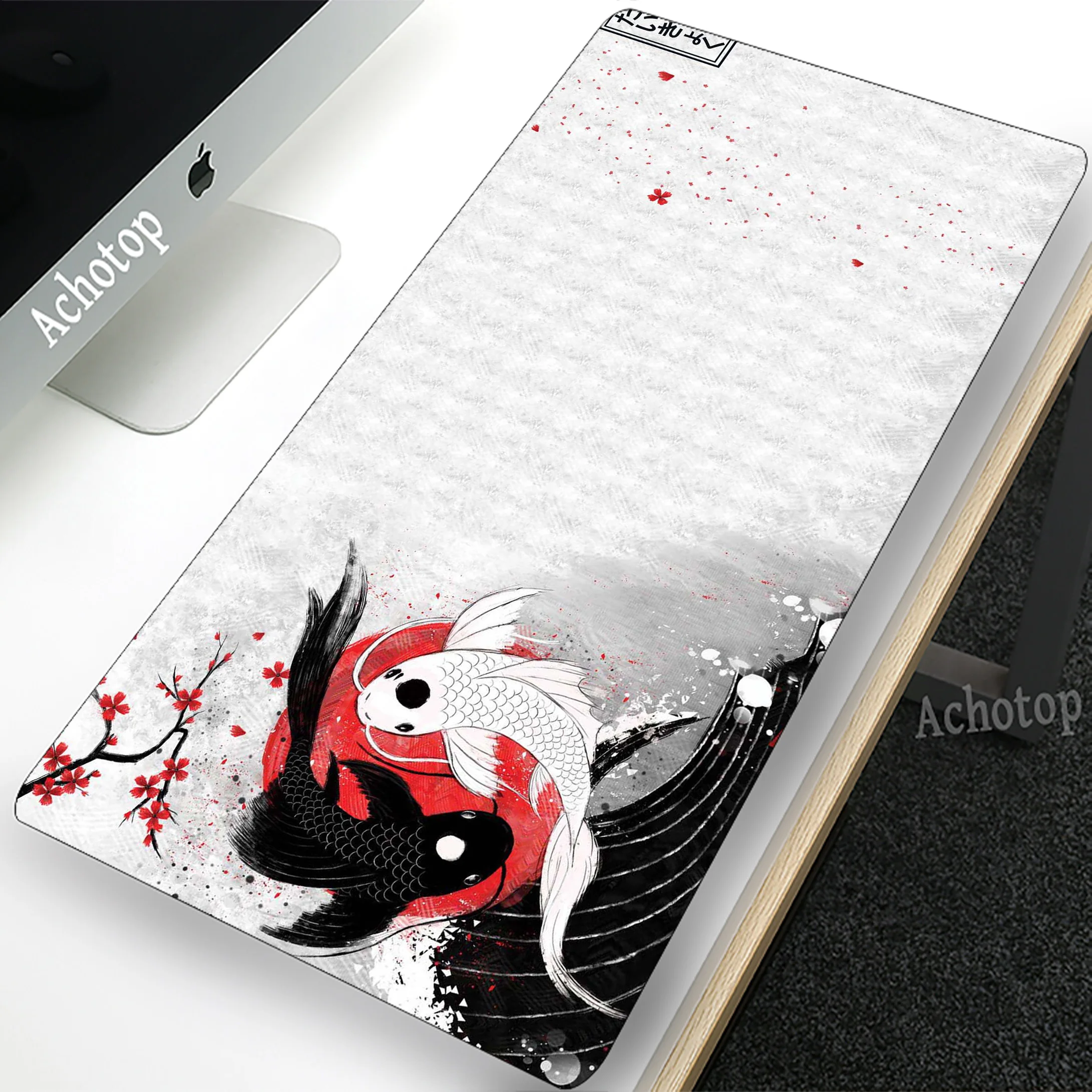 Japanese Koi Mouse Pad Keyboard Gaming Accessories Mousepad Locking Edge Office Mice Anti-slip Computer Peripherals Mat 40x90cm