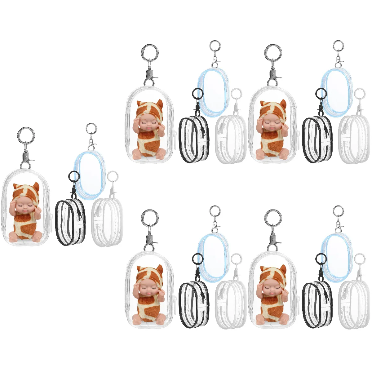 

5 PCS Keychain Display Lipstick Case with Baby Bag Clear Figure Small Transparent Travel Toys