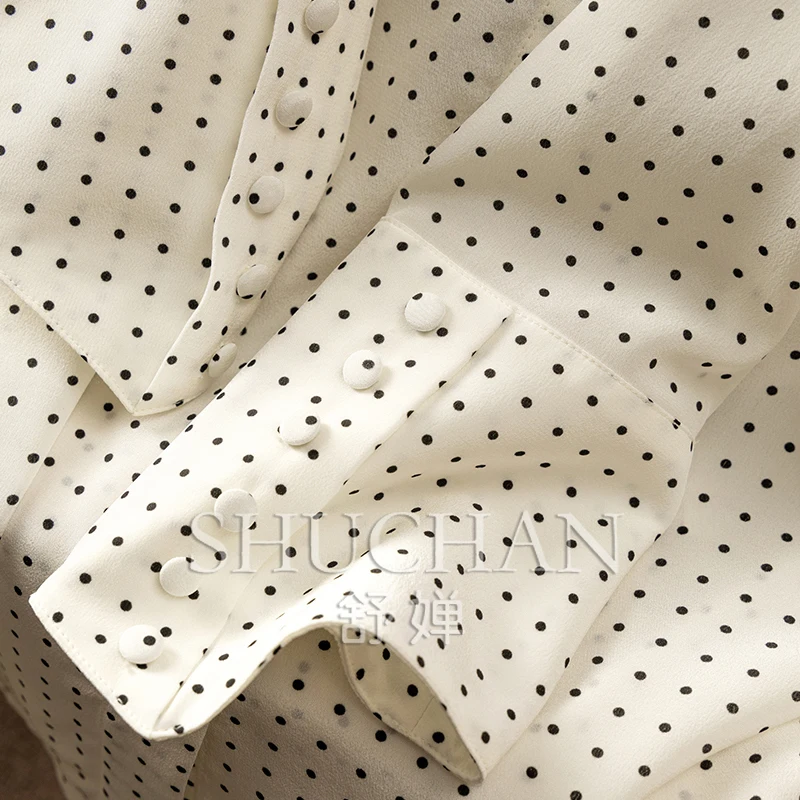 Polka Dots, Elegant Workplace Silk Shirt Women 3Z47 Blusas De Mujer Bonitas Y Baratas  Blusas Femininas Elegantes