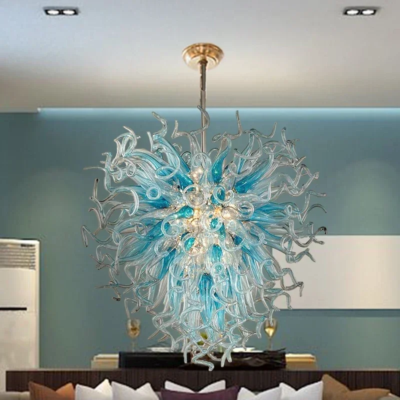 Luxury chandelier LED lighting Indoor home hand blown glass living room