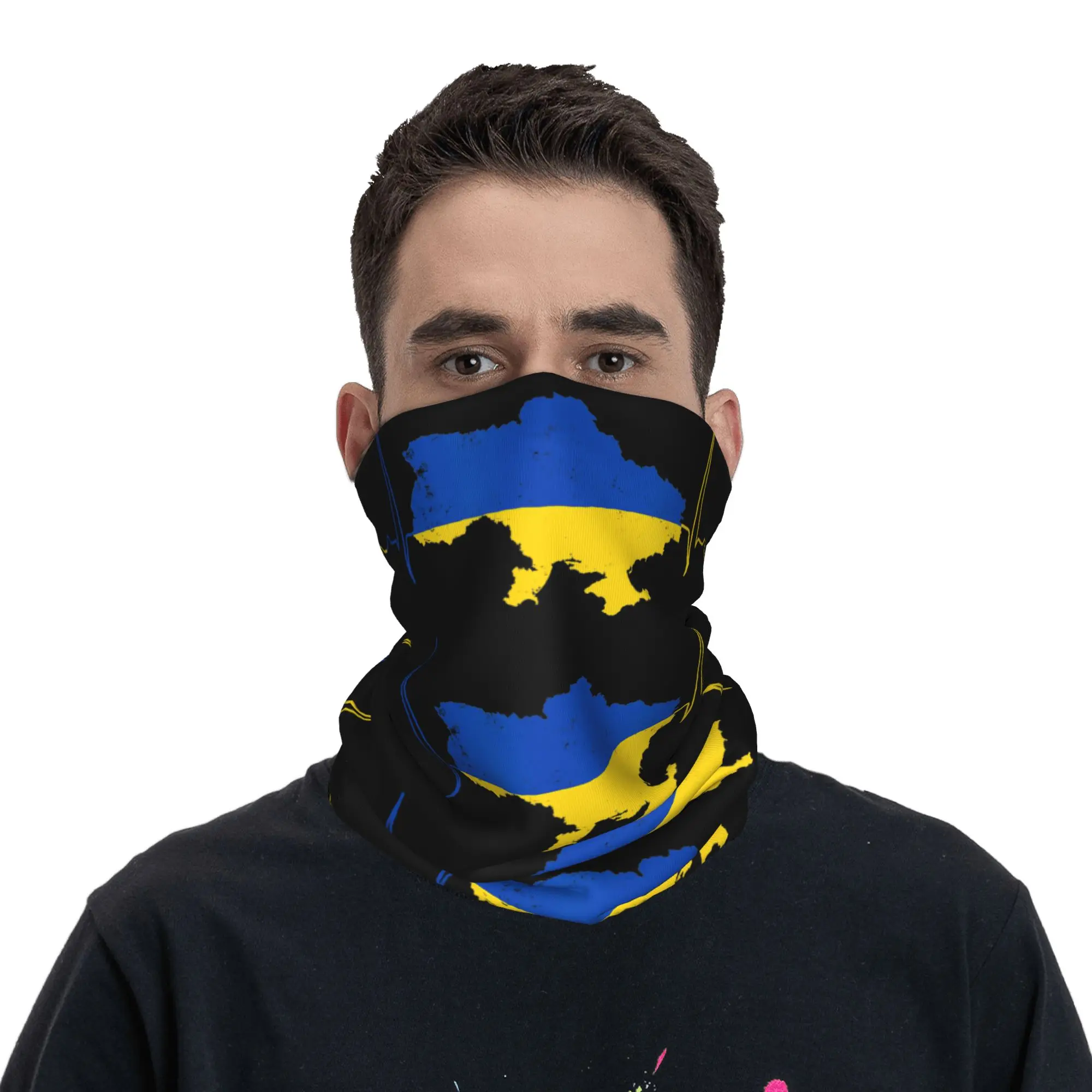 Ukraine Heart Ukrainian Heartbeat Bandana Neck Gaiter Printed  Balaclavas Wrap Scarf Multi-use for Men Women Adult Breathable