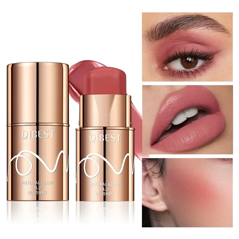 Rossetto opaco macchia labbra a lunga durata Sexy rossetto nudo rosso ombretto guancia 3 In 1 trucco viso Blush ombretto Stick donna