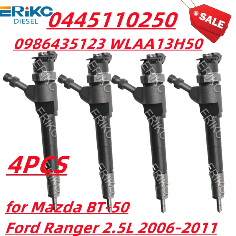 0445110250 WLAA-13H50 Diesel Fuel Injector 0 445 110 250 Common Rail Sprayer Nozzle FOR Bosch MAZDA BT-50 & FORD RANGER 2.5 LTR