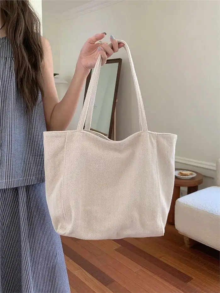 large-capacity-canvas-tote-bag-commuter-casual-women's-handbag-fashionable-korean-style-girl's-braid-brand-hobo-bag