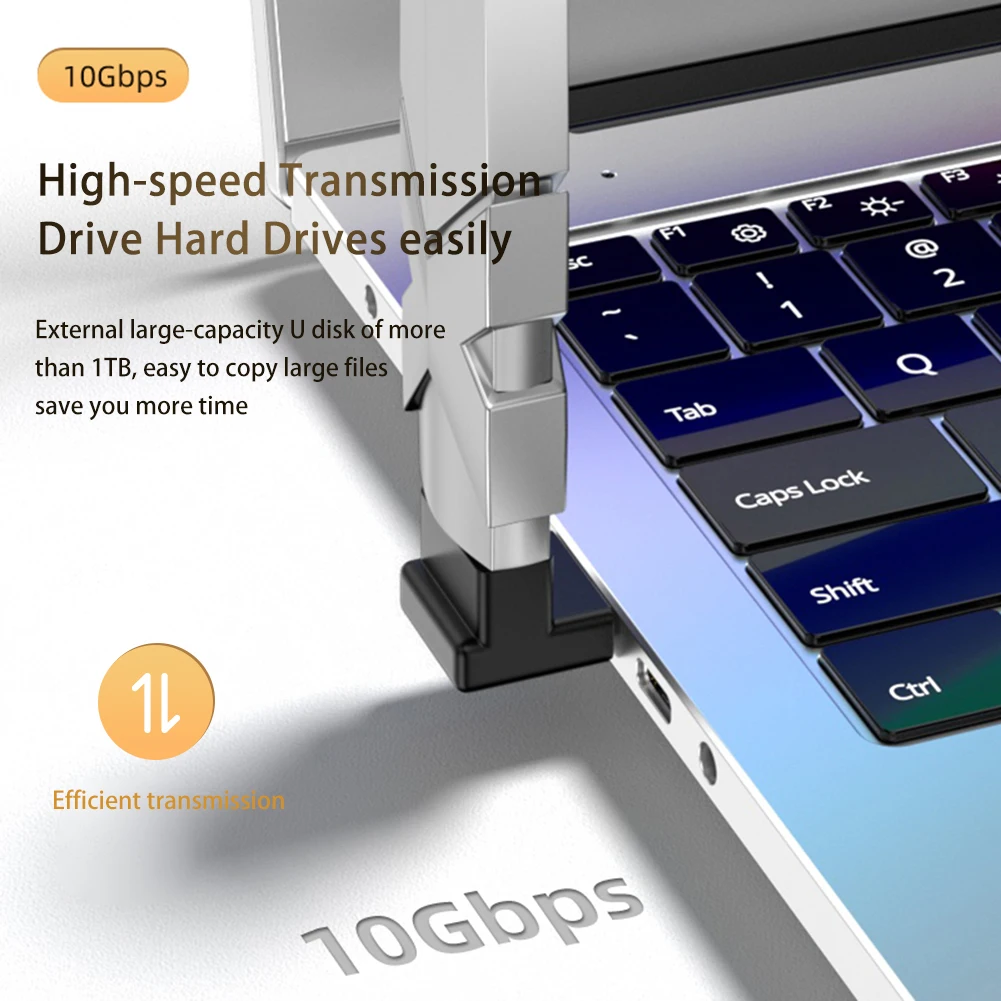 U-shape 10Gbps 90 Degree Angled USB 3.0 TYPE-C Usb-c 10Gbps M/F Cable Adapter A Male To Female Extension Connector 3A Charge