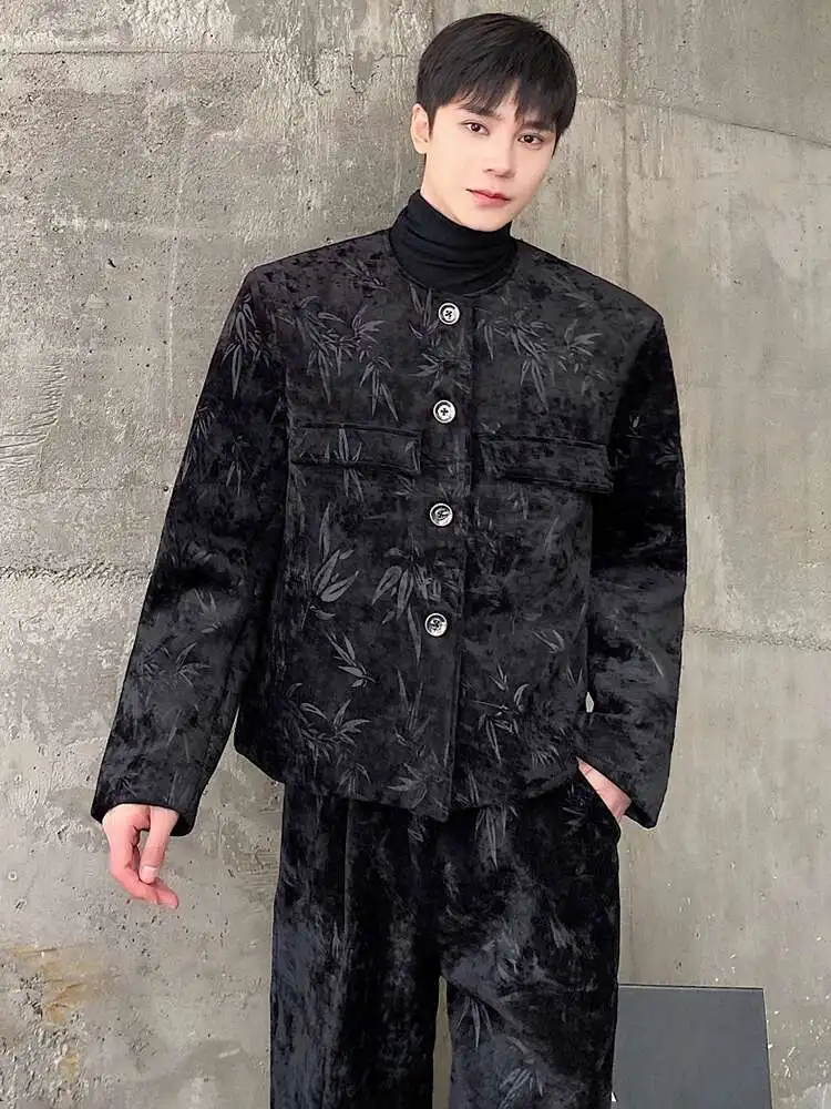 LUZHEN Chinese Style Woolen Two-piece Sets Men\'s Elegant Suit Short Jacket Straight Casual Pants New Fashion Male Clothes LZ7829