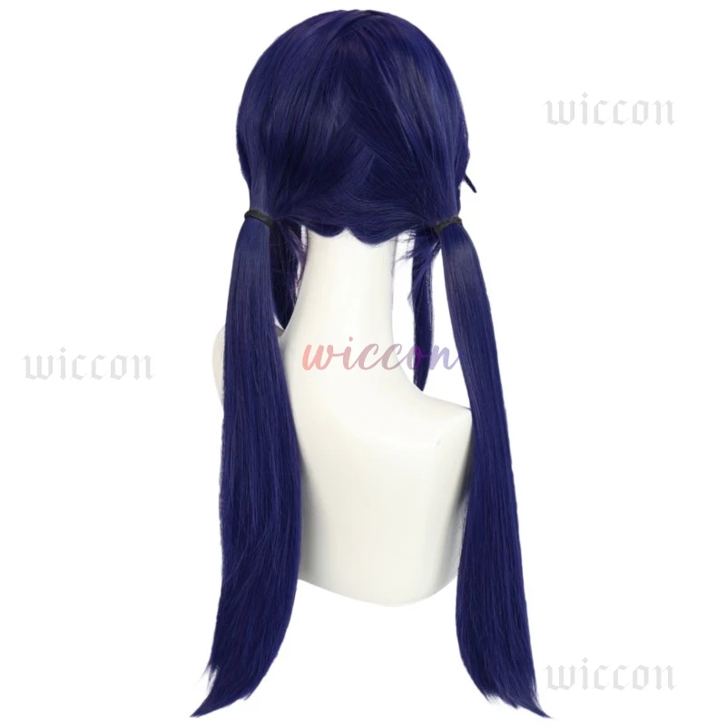 لعبة MiSide مجنون ميتا شعر مستعار تأثيري 26.37 بوصة الأزرق الأرجواني ذيل حصان الباروكات هيرباند أنيمي تأثيري الدعامة