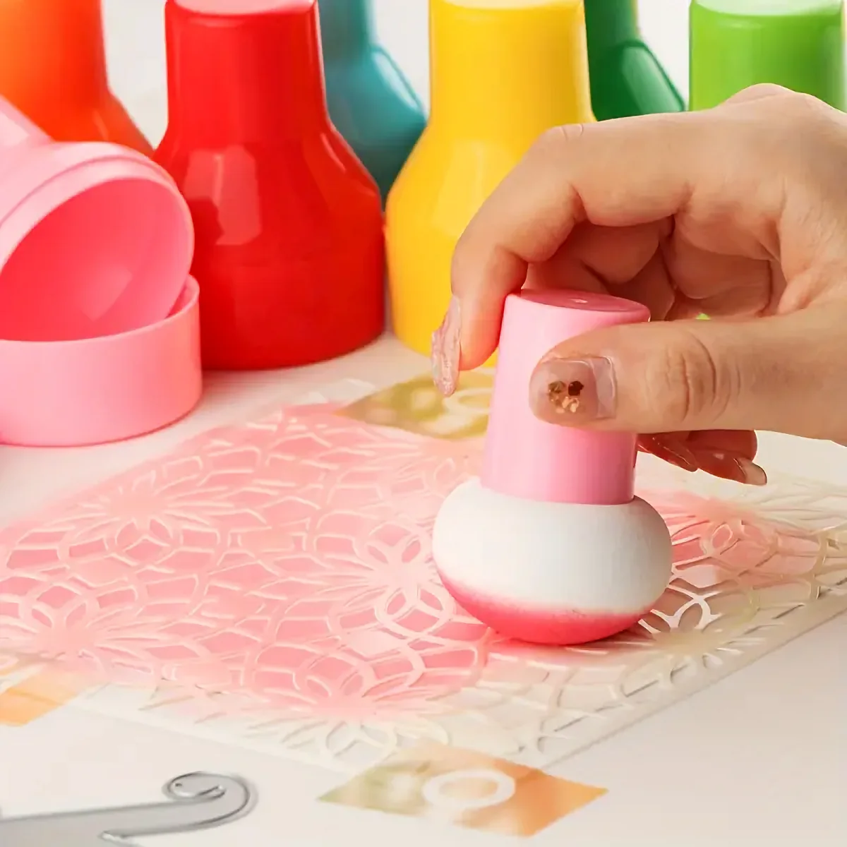 2pcs Random Color Vibrant Craft Ink Blenders - Precision Paper Pouncers with Easy-Grip Handles & Durable Storage Case for Scrap