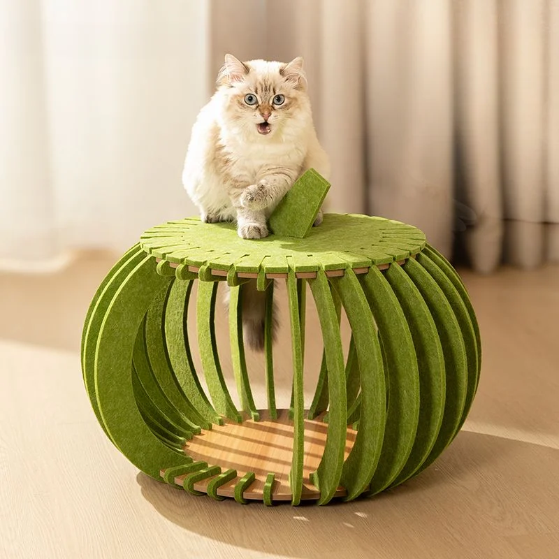 Pumpkin House Felt Cat Nest Fresh and Breathable Cat Bed Semi-enclosed Summer Pet Nest Practical Pet Furniture cat bed