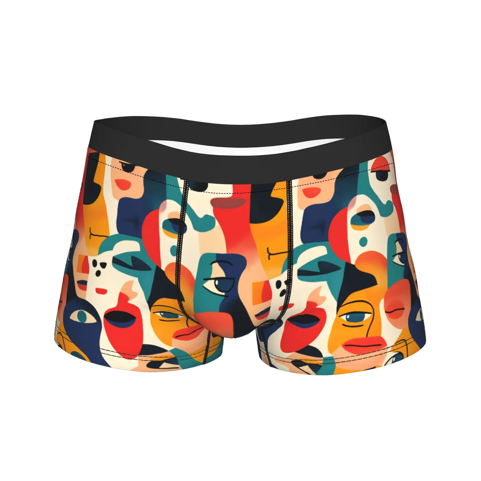 

Мужские трусы-шорты с геометрическим абстрактным дизайном лица, удобные трусы-брифы, подарок на день рождения