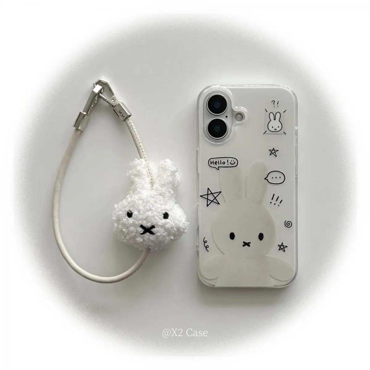 Miffy Rabbit Kawaii juguete de peluche de dibujos animados cordón para teléfono móvil lindo Anime Otoño e Invierno colgantes de felpa dulce colgante para niñas