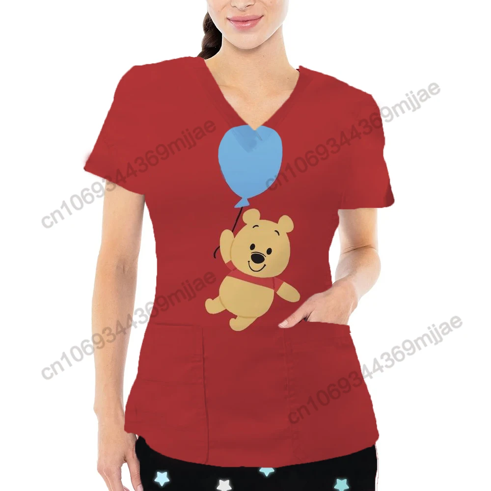 

Disney One Pieces Nurse Uniform Woman Clothes V-neck Traf 2023 Woman Pocket Women's T-shirt Tshirt Clothing Female Kpop Y 2k Top