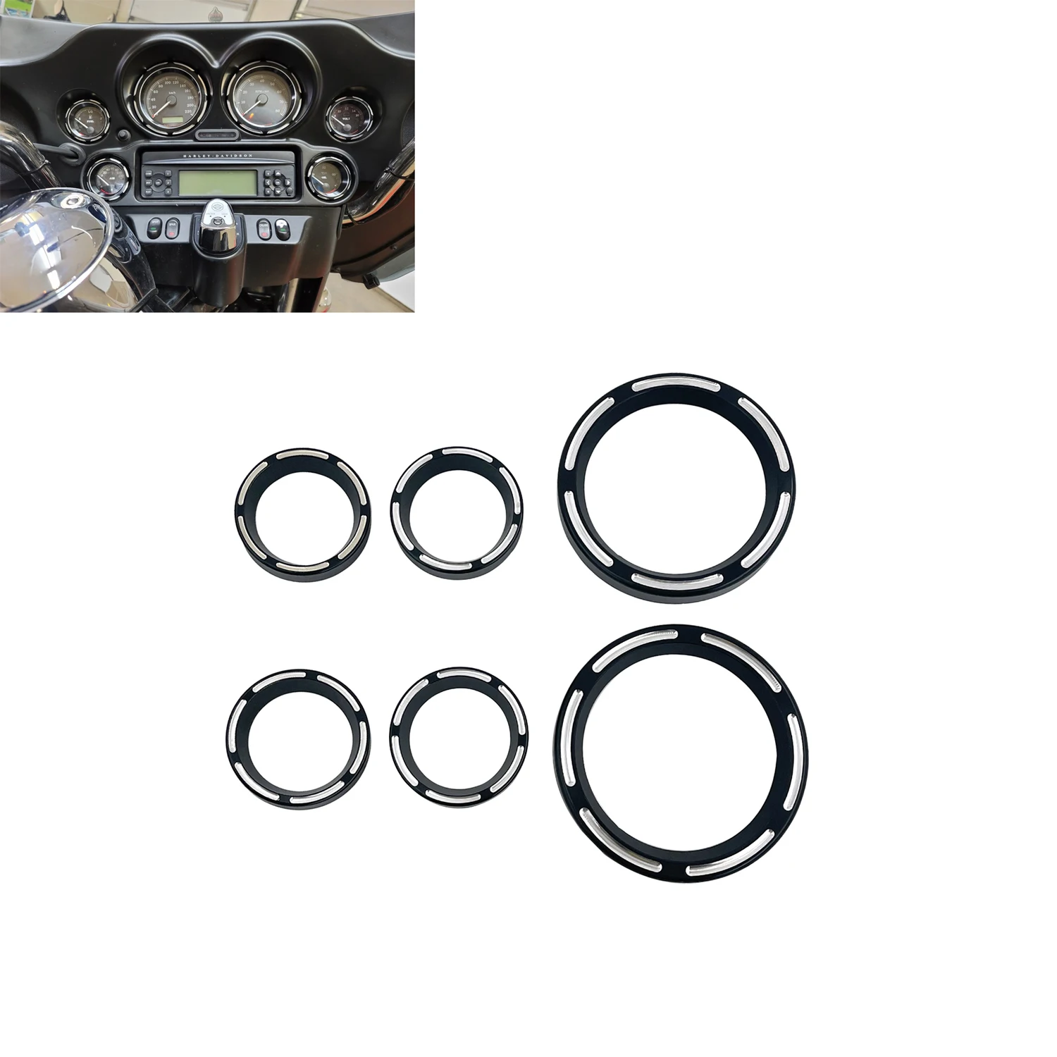 Black Speedometer Instrument Cover Burst Gauge Bezel Trim For Harley Electra Street Road Glide Ultra Classic FLHX FLHT 1996-2013