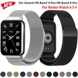 Metal Milanese Strap for Xiaomi Mi Band 9 Pro/Mi Band 8 Pro Bracelet Loop Belt Correa for Redmi Watch 4 5 6 Strap Accessories