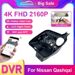 Plug and Play DVR Dash Cam 4K 2160P Video Recorder for Nissan Qashqai Rogue Sport J10 J11 J12 Facelift 2017 2018 2019 2020 2021