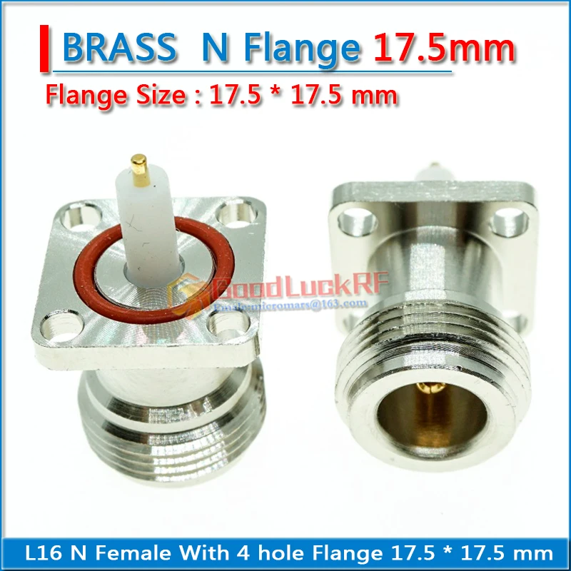 L16 N Female Jack 4 hole Flange O-ring Bulkhead Panel Mount Nut Waterproof 17.5 * 17.5 mm PTFE Brass RF Coaxial Adapters