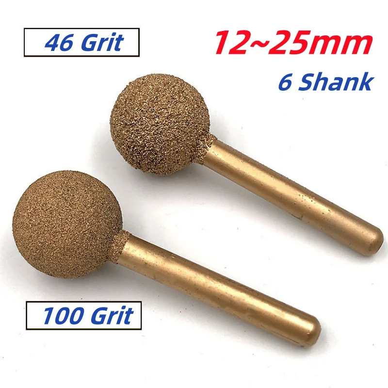 46/100 Grit Ball Shape Burr Grinding Polish Bit For Dremel Grinding Burr Engraving 6mm Shank
