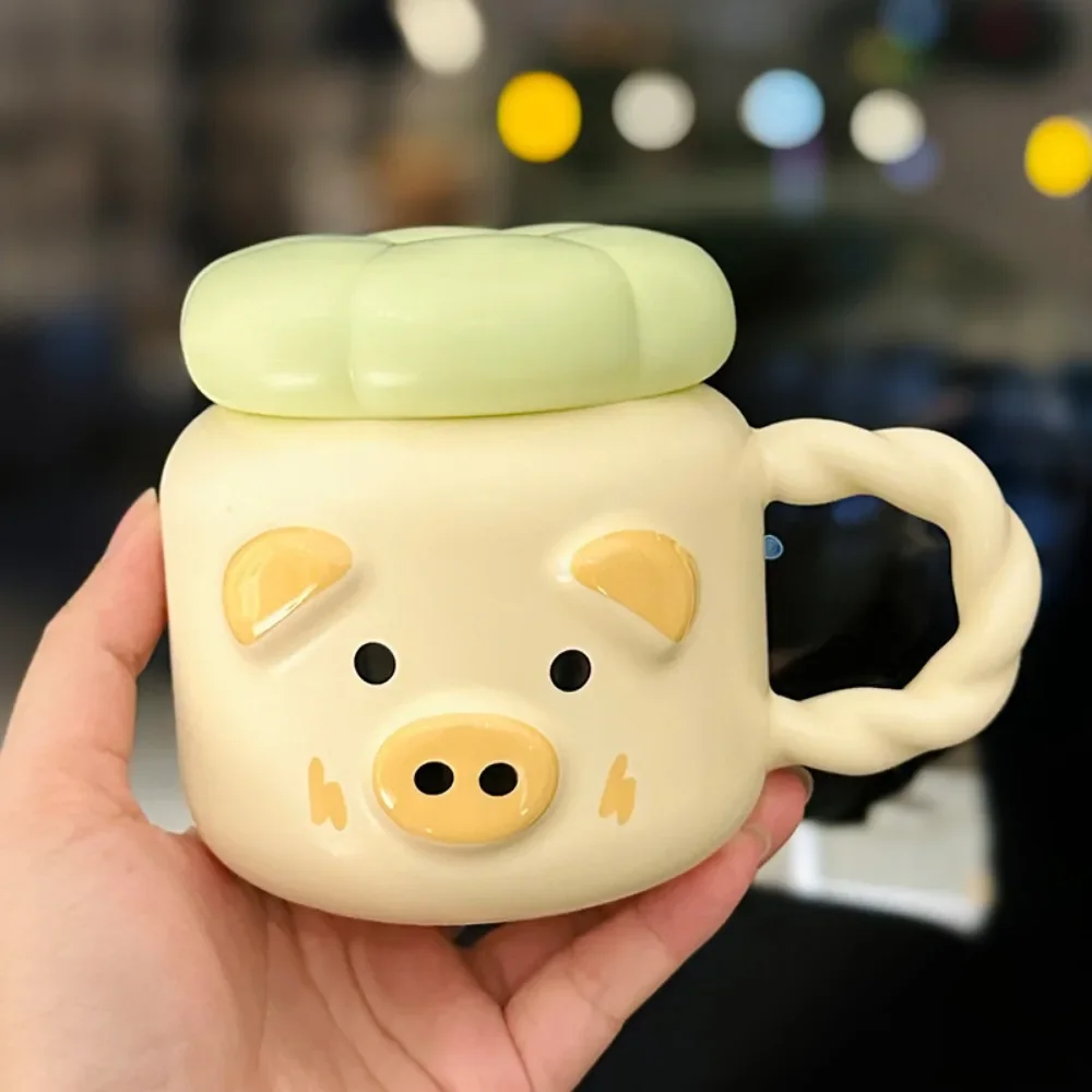 

Piggy Mug, Cartoon Ceramic Water Mugs with Sealing Lid, Pink Girly Heart Office Coffee Cup Christmas Gifts Drinkware