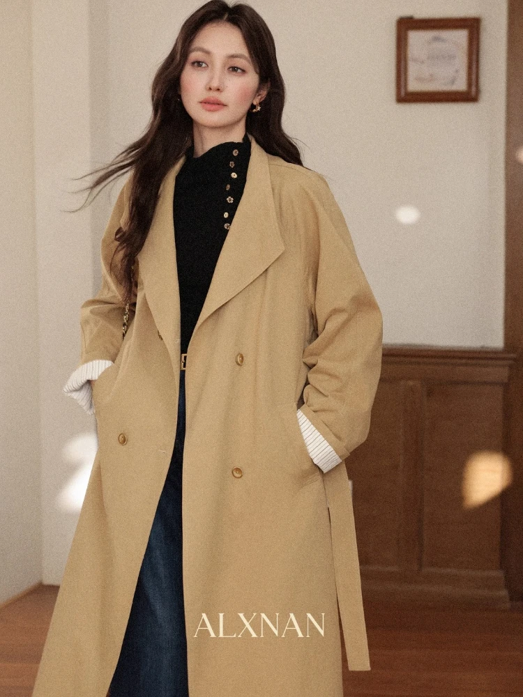 ALXNAN Women's Long-sleeve T-Shirt 2025 New Autumn Inner Lining Turtleneck Button Decoration Slim Versatile Pullover L57528-1