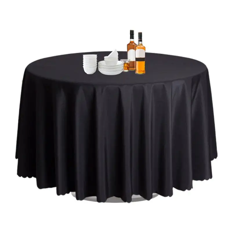 

Large Round Tablecloth 63-Inch Polyester Table Linens Stain Resistant Restaurant Banquet Supplies Kitchen Dining Accessories For