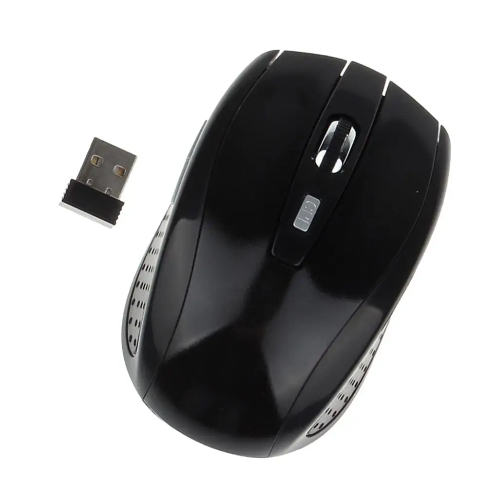 2.4GHz Optical Mouse USB 2.0 Receiver 6Button 1800dpi for PC Black