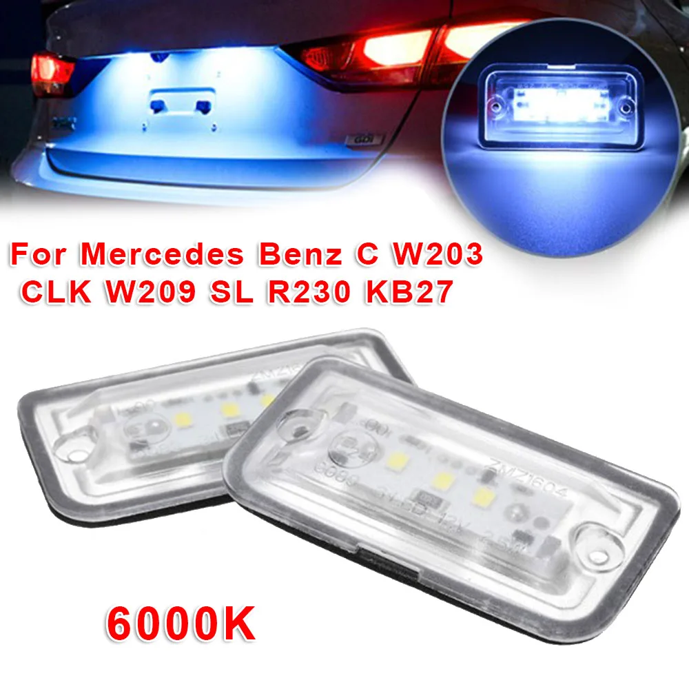 

2pcs Car LED Licence Plate Lights White Lamps 6000K Accessory For Mercedes-Benz C W203 CLK W209 SL R230 License Plate