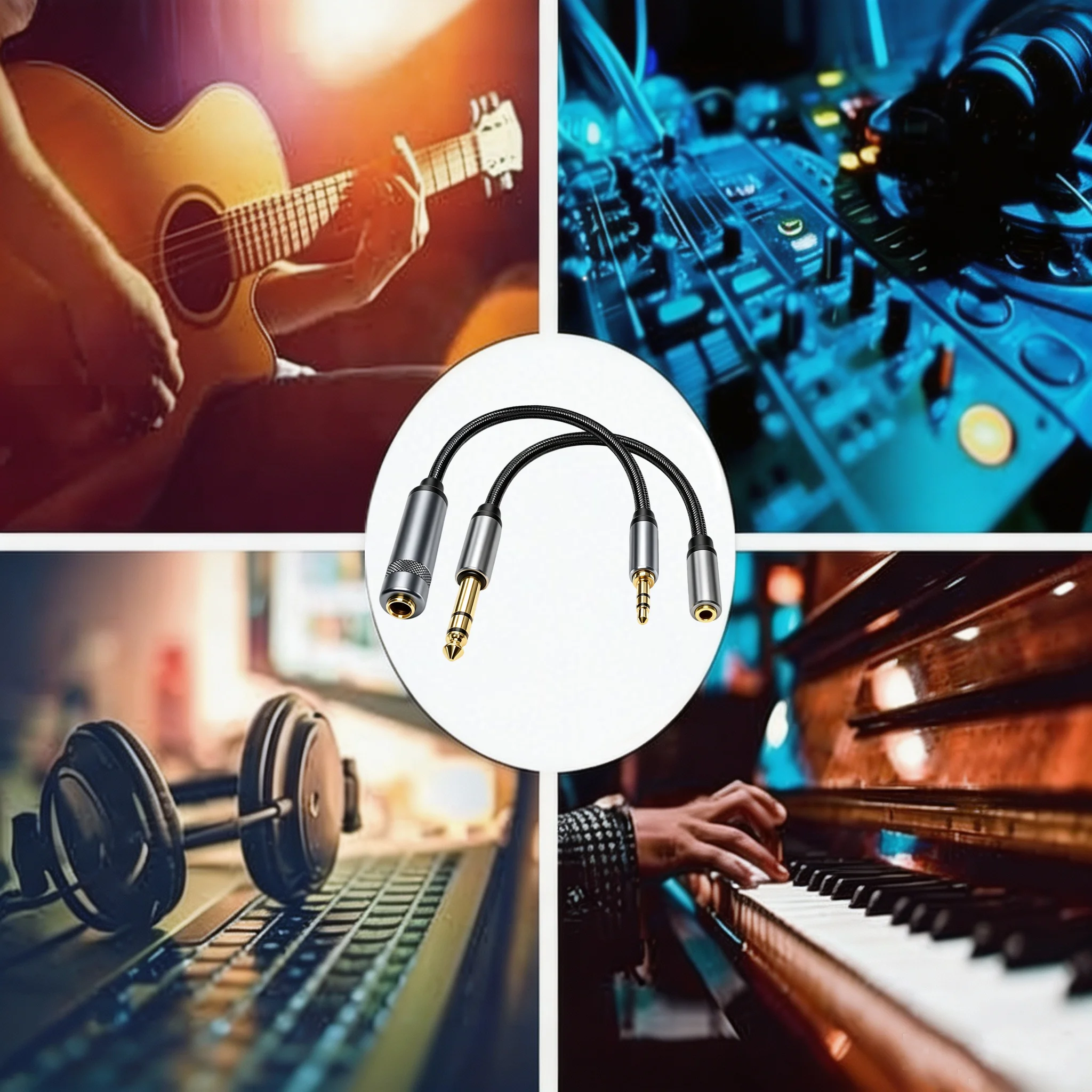 Gold‑Plated 6.35mm 3.5mm TRS Stereo Audio Braided Cable Male to Female Adapter Cord for Headphones Mixers Amplifiers Speakers - view 6