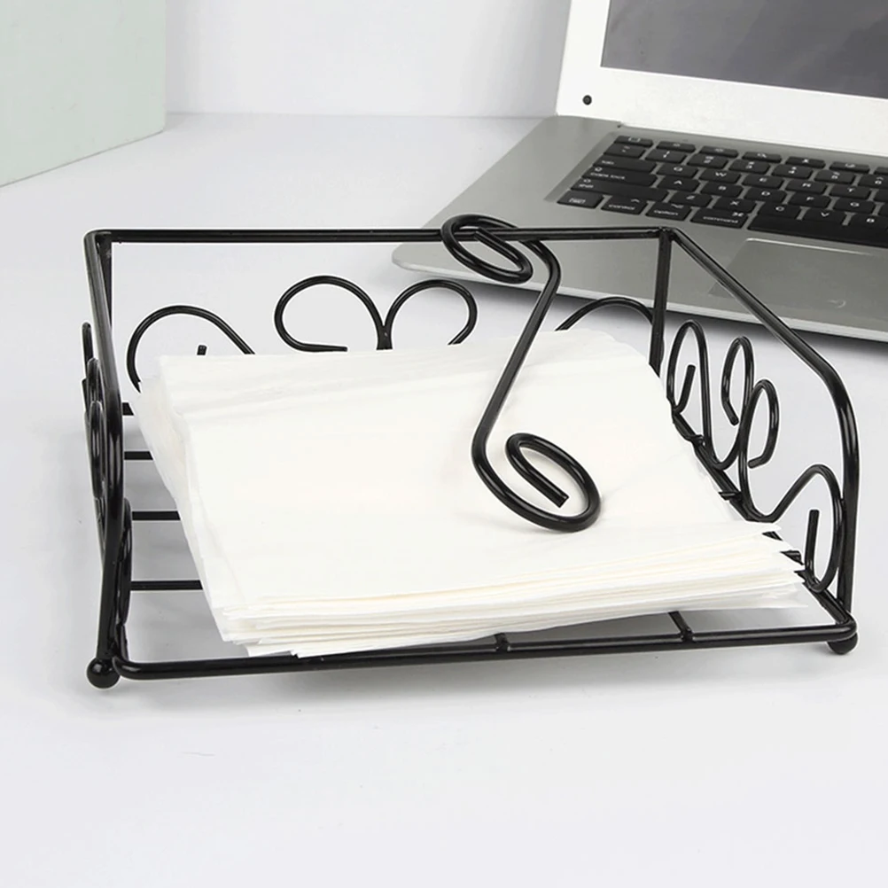 

Sturdy Iron Tissue Rack Napkin Dispenser Holder Metal Napkin Holder for Home Restaurant Black Simple Design Paper Towel