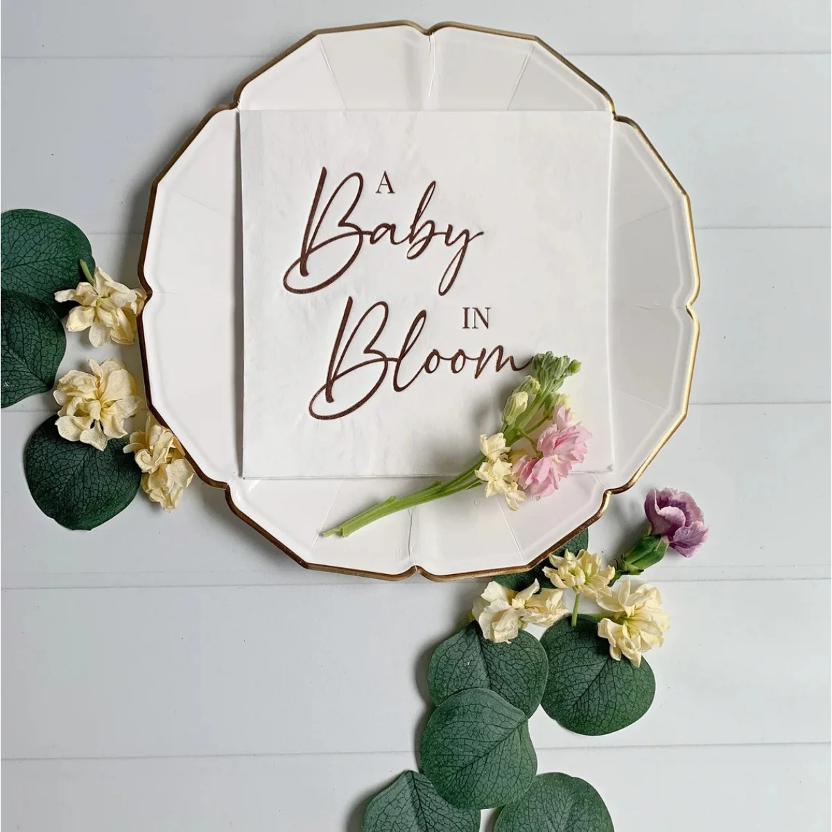 

50pcs Baby in Bloom - Baby Shower Napkins - Rose Gold