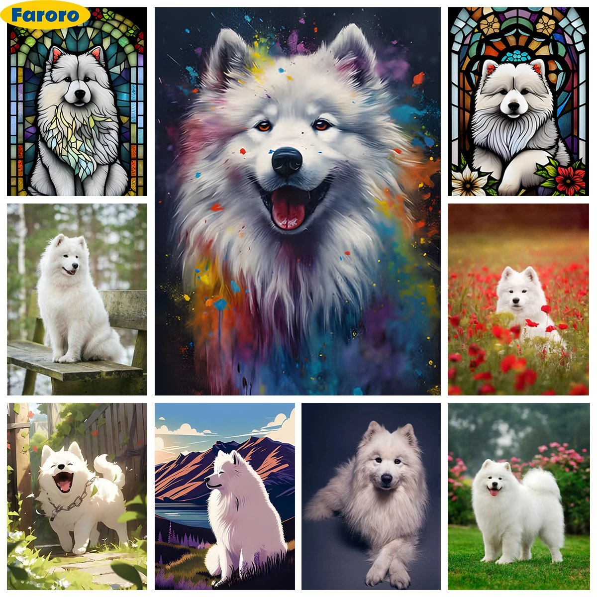 

Samoyed DIY 5D Diamond Painting Sled Dog Pet Pictures Hand Diamond Embroidery Cross Stitch Home Wall Decor Selling Child Gift