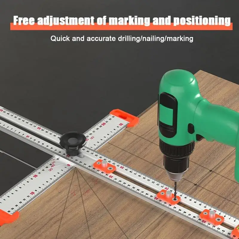 Righello multifunzionale per punzonatura e posizionamento 2 in 1 per la lavorazione del legno Righello quadrato a T Righello di misurazione multifunzionale per legno