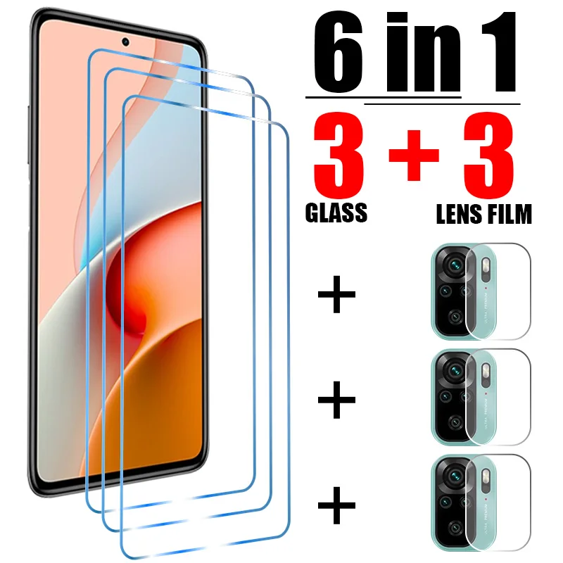 6in1 Tempered Glass For Xiaomi Redmi Note 12 11 Pro Plus 5G 11S 10S 9S 9 Camera Screen Protector For Redmi 10 8 9T 10C 9C Glass