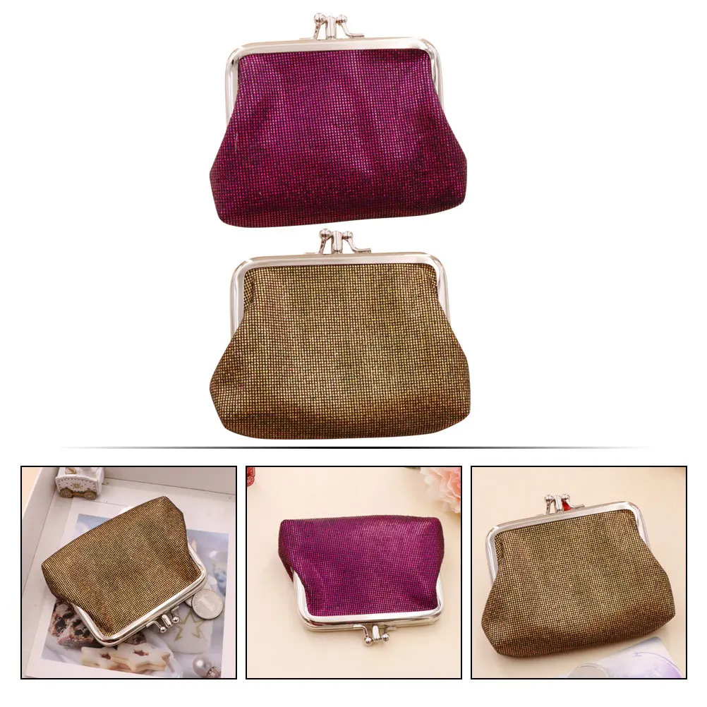 

2Pcs PU Small Coin Purse Women Compact Wallet Multifunctional Change Holder Jewelry Pouch for Daily Travel