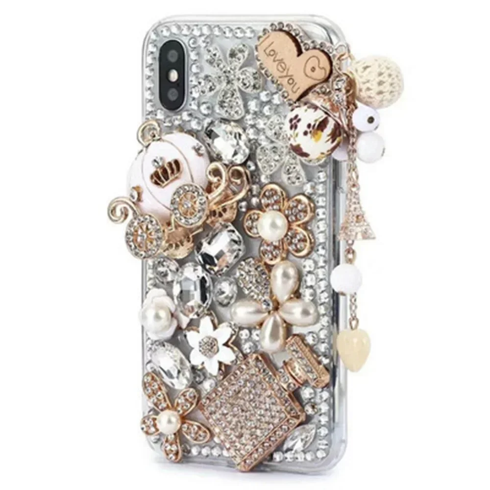 

Diamond Pumpkin Car Bling Case Cover for iPhone, Crystal Rhinestone, Luxury,16 14, 15, 11, 12, 13Pro Max, XS, XR, X, 15MAX Plus