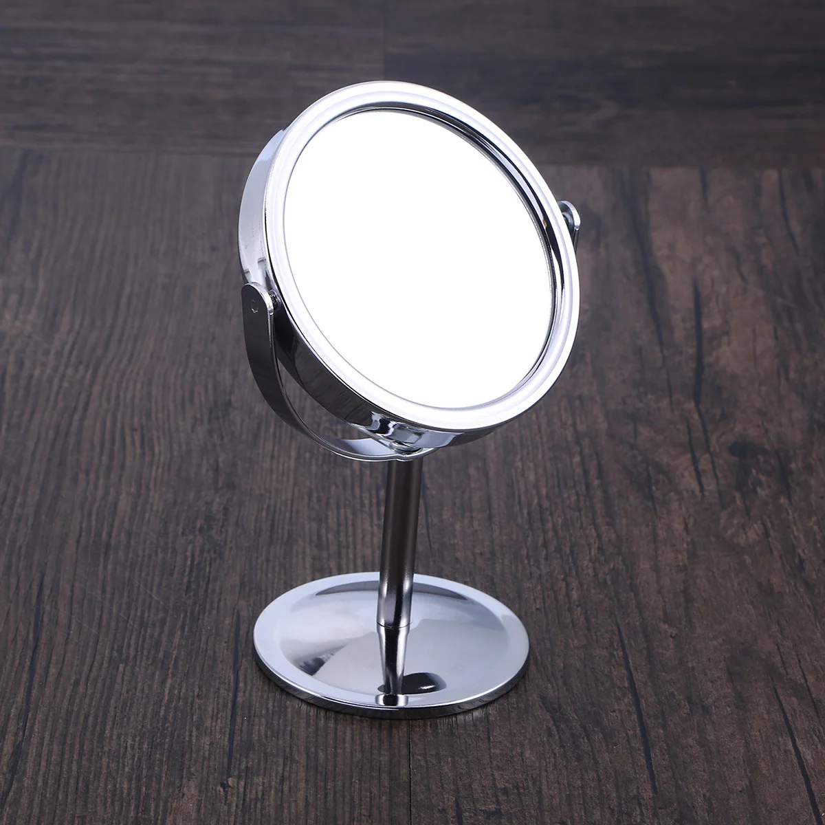 Round Double Sided Makeup Mirror with 1:2 Magnification Rotary Design Clear Surface Desktop Vanity Mirror for Daily Use
