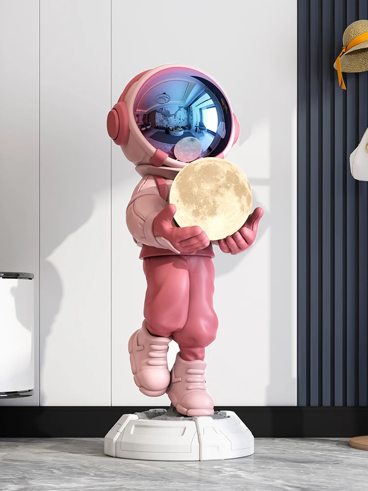 Home Decor Kreatywne świecące statuetki astronautów Dekoracja podłogi Nordic Living Room Large Welcome Sculpture Art Astronaut Lamp Statues