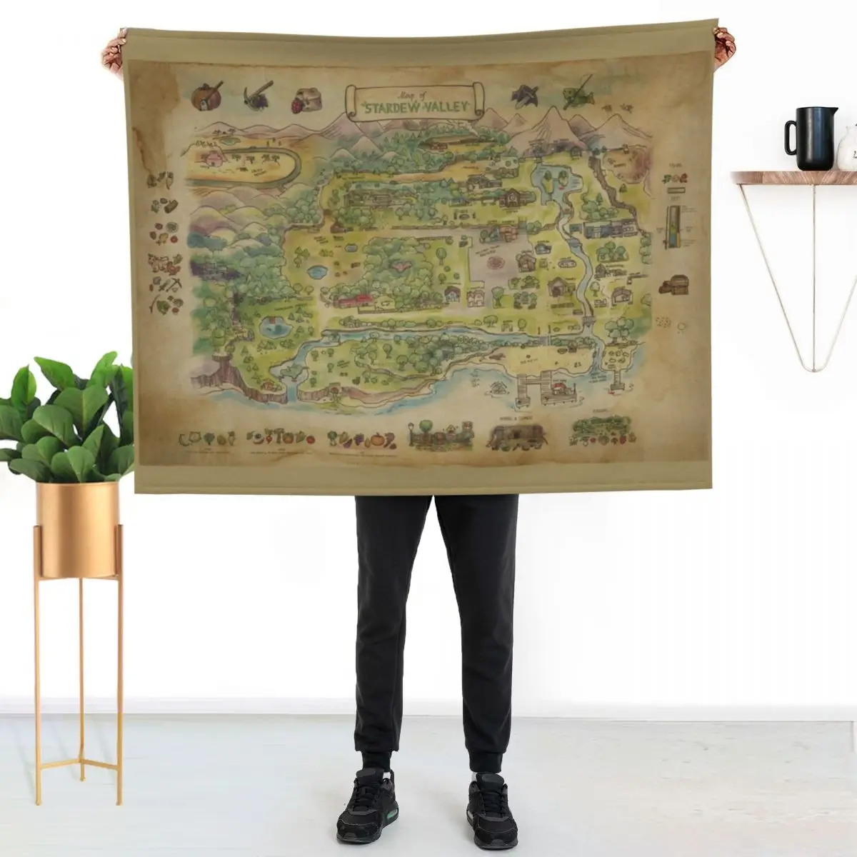 Stardew Valley Map Throw Blanket Kid'S bed plaid Custom Soft Beds warm winter blankets and throws Blankets
